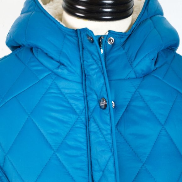 Steve Madden Teal Sherpa Trim Quilted Anorak Coat XL - Picture 5 of 16